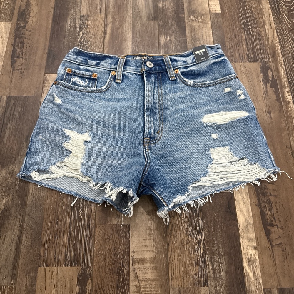 Abercrombie & Fitch Distressed Blue Denim Jean Shorts